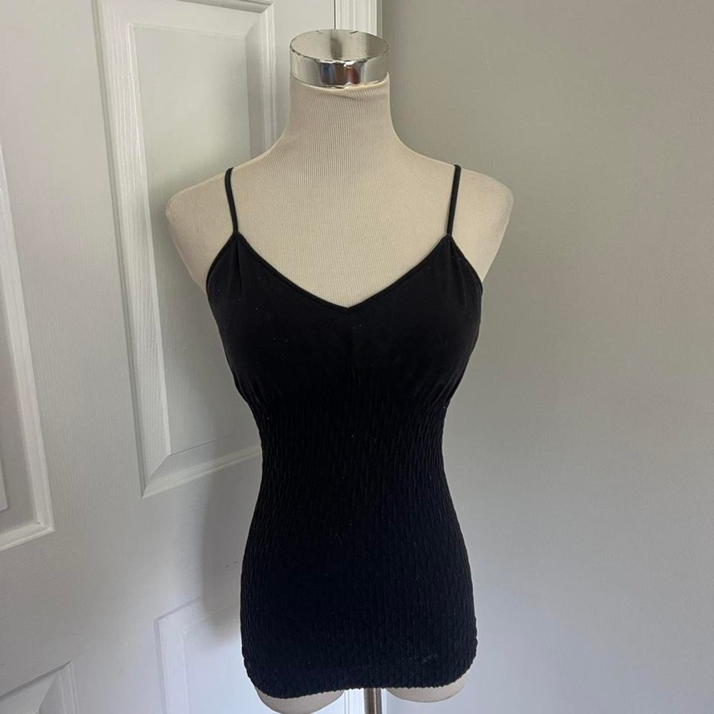 VINTAGE BLACK BEBE SCRUNCH WAIST TANK‎ TOP
